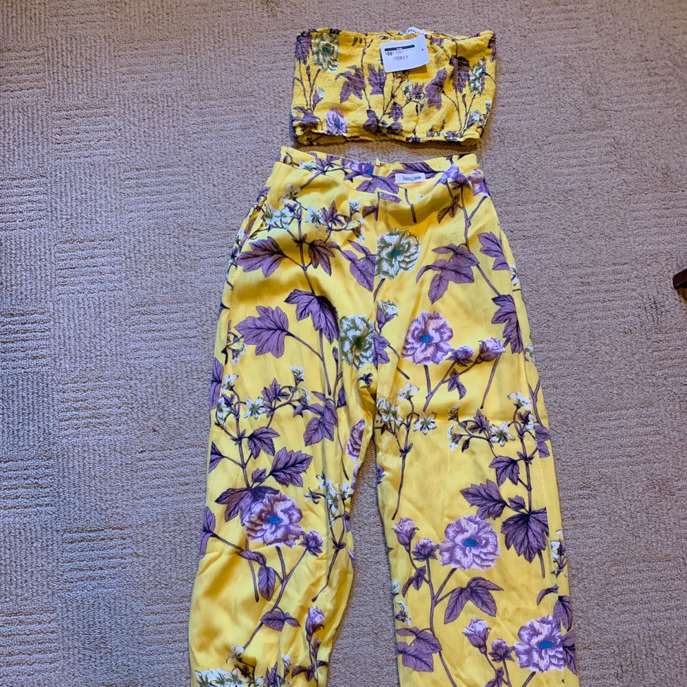 Yellow pant two piece set